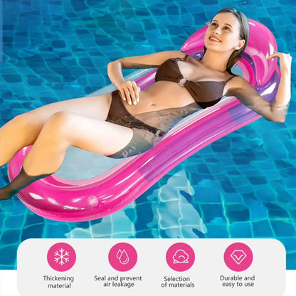 Sun Lounger Float Pool Inflatables - Purple Pool Aqua Lounger Air Bed & Heavy Duty Patch Repair Kit with Topline Card. Pool Float Water Hammock for Swimming Pool, Beach Games