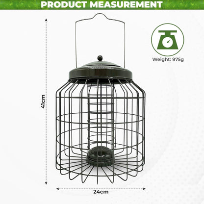 Squirrel Proof Small Bird Feeders - Large Heavy Duty Metal Hanging Bird Feeder for Wild Bird Food. Anti Squirrel Bird Feeder Bird Cage. Great for Hanging Station, Gardening Gifts. (Fat Balls)