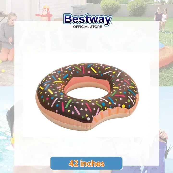 Inflatable Swimming Pool Float Bundle 42in Donut + 20in Beach Ball