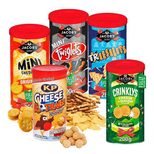 Jacobs & KP Christmas Snack Tubs Assorted Crackers and Cheese Footballs 4 count