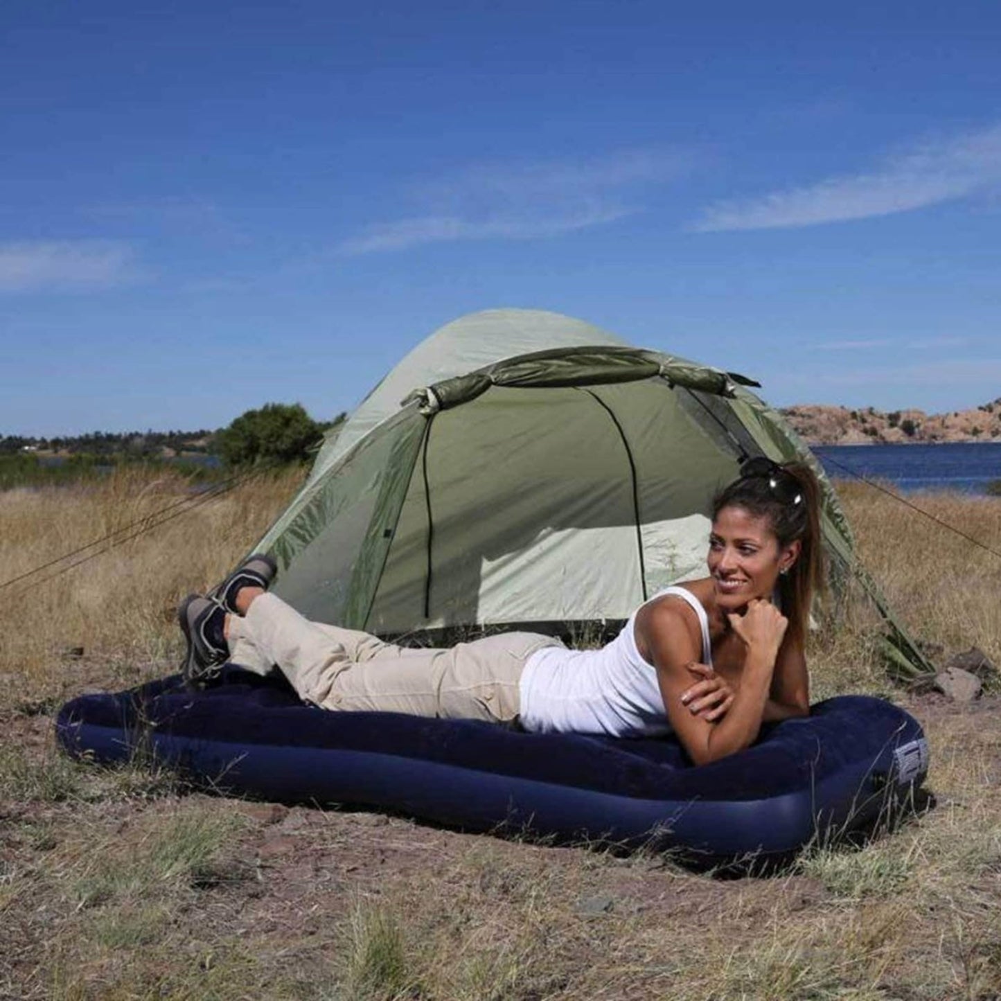 Topline Inflatable Air Bed Double Mattress with Air Pump