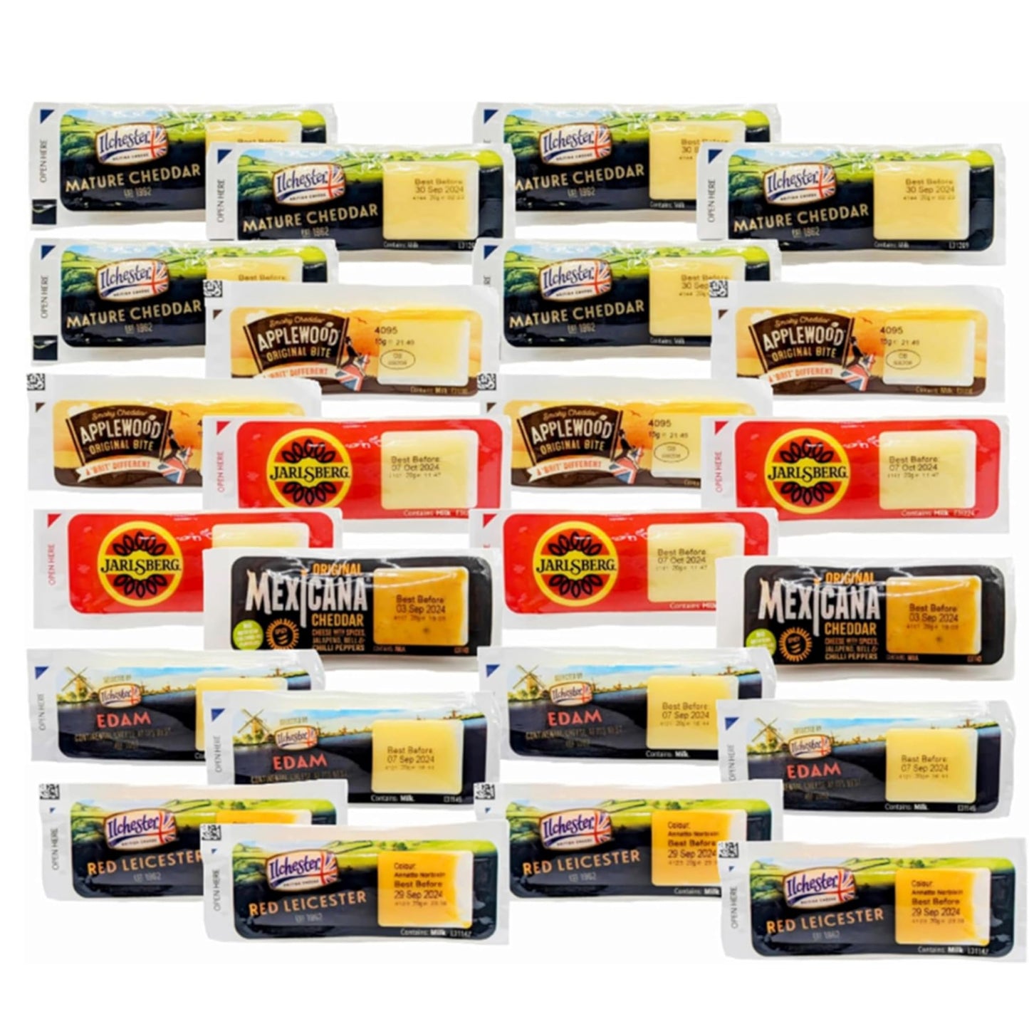 Mini Cheese Selection for Cheese Board - Pack of 2 x 12 Individually Wrapped 6 Different Flavour Cheese Portions Great with Chutney or Jam for Lunch Box, Cheese Gift Set, Hampers for Men or Birthday