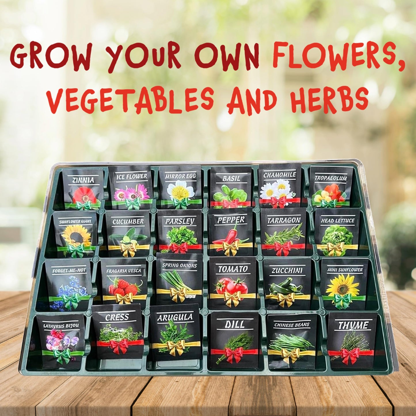 Seeds Advent Calendar 2024 for Garden Gifts - 24 Days Christmas Countdown Advent Calendar with Flower, Vegetable, Herbs Seeds & Greenhouse Grow Kit Birthday Gifts.