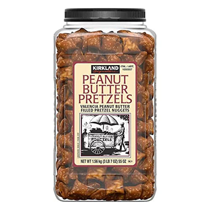 Kirkland Signature Pretzels Sweets Bulk - Peanut Butter Filled Pretzel Nuggets 1.56kg Party Food Sweet Treats with Topline Card for Kids Lunchbox Snacks, Movie Nights or Birthday Parties.