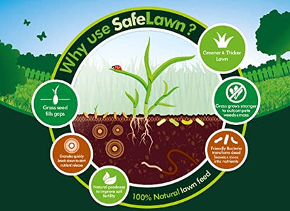 Garden Child & Pet Friendly Safelawn - Pack of 2 x 150msq Natural All In One Safe Lawn Feed Grass Seeds with Topline Card. Lawn Food is Super Durable & Fast to Grow!