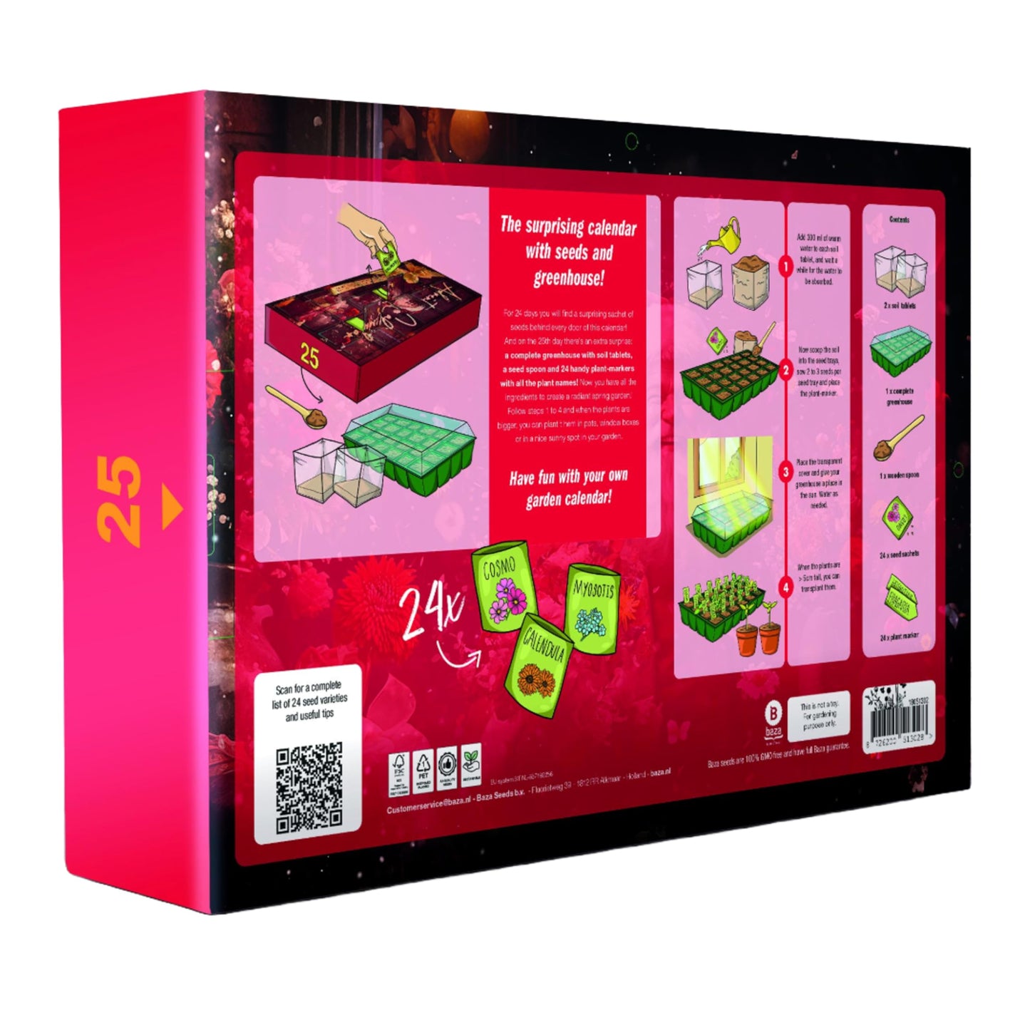 Flower Seeds Advent Calendar 2024-24 Days Christmas Countdown Advent Calendar with Flower Seeds & Greenhouse. Christmas Gifts & Birthday Gifts