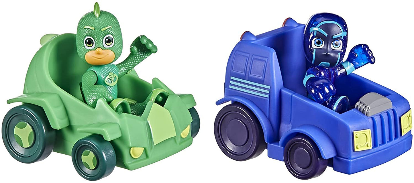 Hasbro PJ Masks - Course Pursuit - F2841 - Pack of 2 Articulated Figurines 8 cm + Vehicles - Gekko + Night Ninja - New