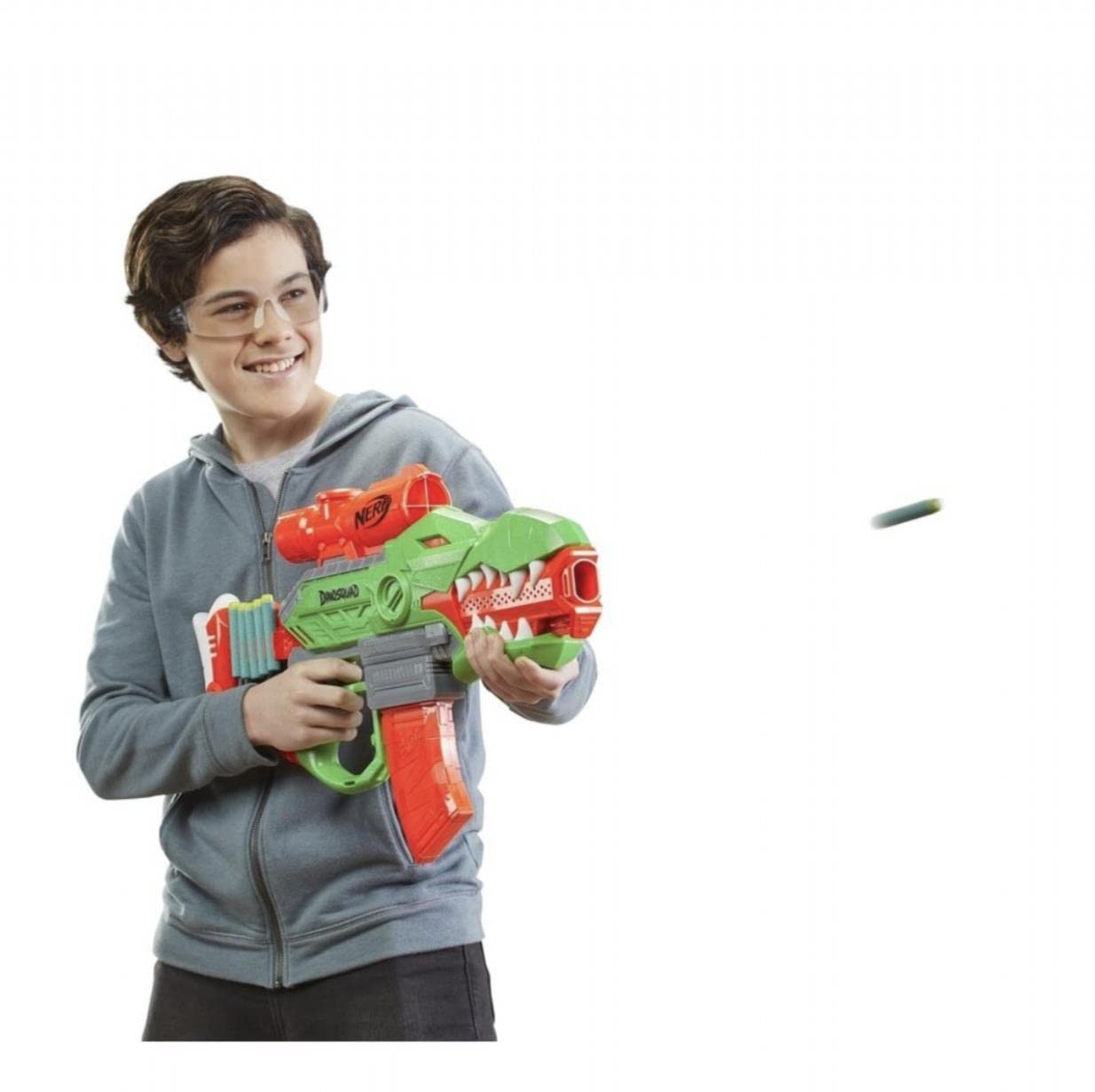 Nerf DinoSquad Rex-Rampage Motorised Dart Blaster with 10-Dart Clip & 20 Darts