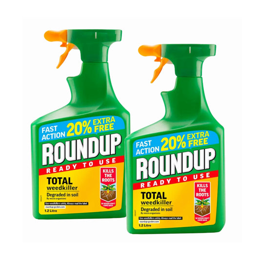 Garden Fast Action Weed Killer - Pack of 2 x 1.2L Ready To Use Total Weed Burner Weedkiller Garden Sprayer Bundle with Topline Card. Weed Killer Extra Strong for Driveways, Paths, Patios