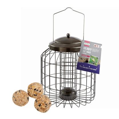 Squirrel Proof Small Bird Feeders - Large Heavy Duty Metal Hanging Bird Feeder for Wild Bird Food. Anti Squirrel Bird Feeder Bird Cage. Great for Hanging Station, Gardening Gifts. (Fat Balls)