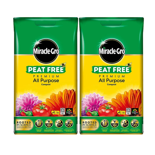 Miracle Grow All Purpose Compost - 2 x 10L Multi Purpose Compost with Topline Card. Garden Compost for Outdoor Plants, Indoor House Plants, Vegetables
