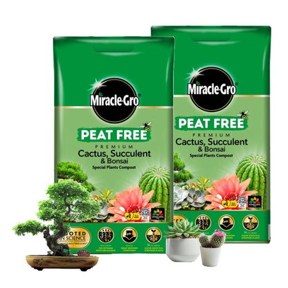Cactus Succulent Plants Potting Compost - Premium Pack of 2 x 10L Peat Free Bonsai Tree Cactus Compost with Topline Card. Child and Pet Friendly Houseplant Compost for Indoor Plants