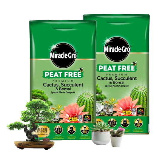 Cactus Succulent Plants Potting Compost - Premium Pack of 2 x 10L Peat Free Bonsai Tree Cactus Compost with Topline Card. Child and Pet Friendly Houseplant Compost for Indoor Plants
