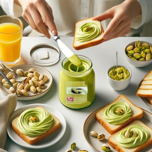 Pistachio Cream Paste Glass Jar - Italian Delight 600g Pistachio Paste Spreadable Butter with Topline Card. Pisti Pistachio Cream Cooking Cream for Pistachio Ice Cream, Sandwich Spread, Cake Baking