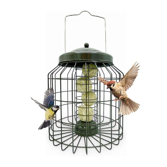 Squirrel Proof Small Bird Feeders - Large Heavy Duty Metal Hanging Bird Feeder for Wild Bird Food. Anti Squirrel Bird Feeder Bird Cage. Great for Hanging Station, Gardening Gifts. (Fat Balls)