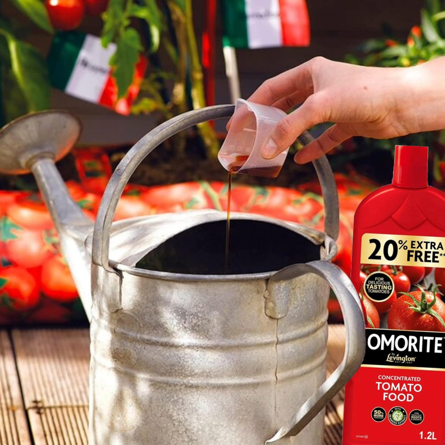 Tomato Plant Food Growing Fertilizer - Bundle of 2 x 1.2L Tomato Feed Concentrated Liquid Enriched Seaweed Fertiliser & 800ml Bug Clear Controller for Fruit and Vegetable Plants with Topline Card