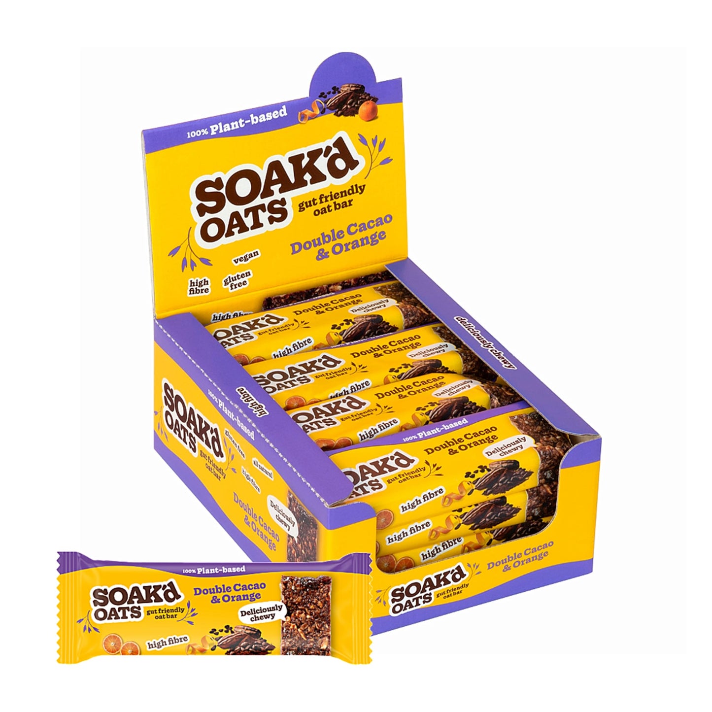 SOAK'd OATS Healthy Breakfast Bars - Box of 16 x 42g Gluten Free Baked Flapjack Healthy Snacks