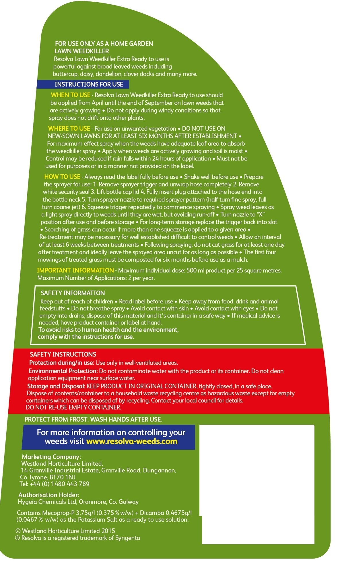 Resolva Lawn Weed Killer Extra Ready to Use 1L