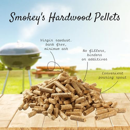 Premium Smokey's BBQ Hardwood Pellets - 9 kg Box of 100% Natural Classic Blend Cherry, Maple & Hickory Wood Pellets with Topline Card for Woodfire Grills, Smokers & BBQ Charcoal, Pizza Oven