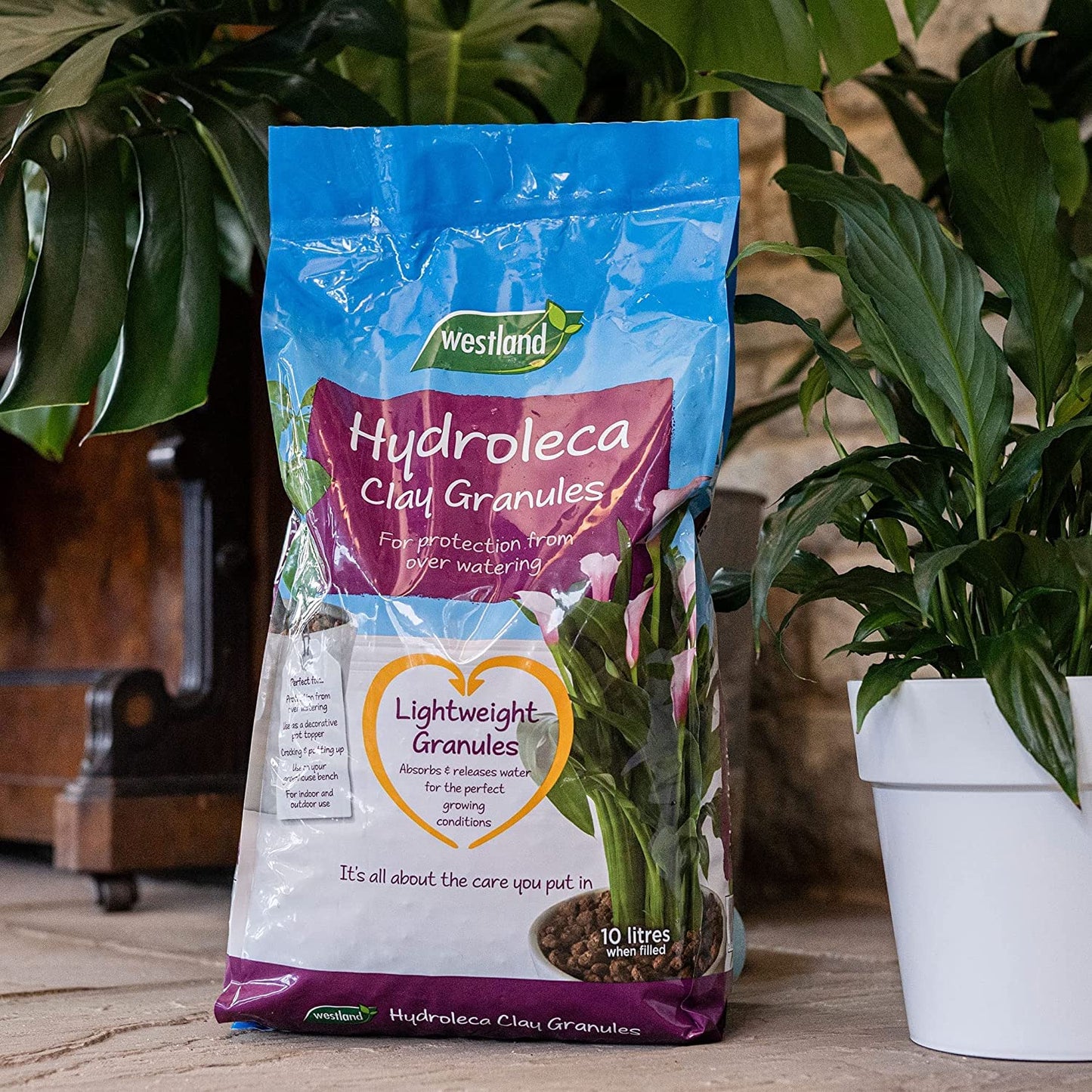 Topline Garden Hydroleca Clay Granules Bundle - Pack of 2 Lightweight Hydroleca Ceramic Clay Pebbles 10L Bags Card. Potting Mix for House Plants, Orchids, Cactus and more..