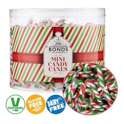 Christmas Candy Canes Bulk Buy - Bonds 250 x 5g Mini Individually Wrapped Peppermint Green, Red & White Sweets Lolly Pops for Kids. Perfect for Decorating the Christmas Tree or Stocking Fillers