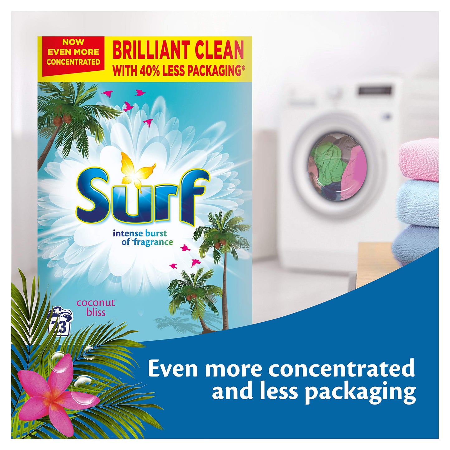 Surf Coconut Bliss for Fabric Care Laundry Powder for Brilliantly Clean Laundry Every Time 1.15 kg 23 Washes (Pack of 4)