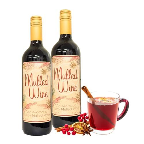 Traditional Christmas Mulled Wine Bundle - Pack of 2 x 750ml Aromatic Spicy Mulled Red Wine. Perfect Warmer for Cosy Movie Nights, Gifts for Adults also Wine Hamper for Birthday Gifts