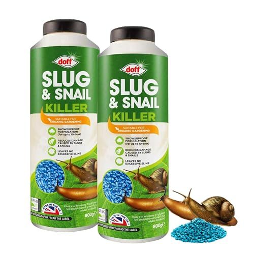 Topline Snail & Slug Pellets for Garden - Pack of 2 x 800g Organic Snail & Slug Killer Granules with Card. Powerful Slug Repellent for Protecting Garden Plants & Vegetables.