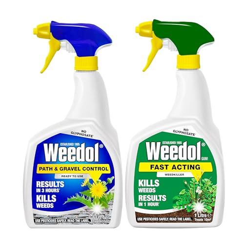 Weed Killer Extra Strong Bundle - Ready to Use Weedol Weed Killer of 1L Fast Acting & 1L Path and Gravel Weedkiller Sprayer with Topline Card. Strong Weed Killer for Paths, Driveways or Flower Beds