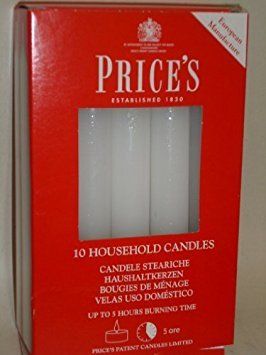 4 x Prices Patent Candles Household Candles, Pack of 10, White