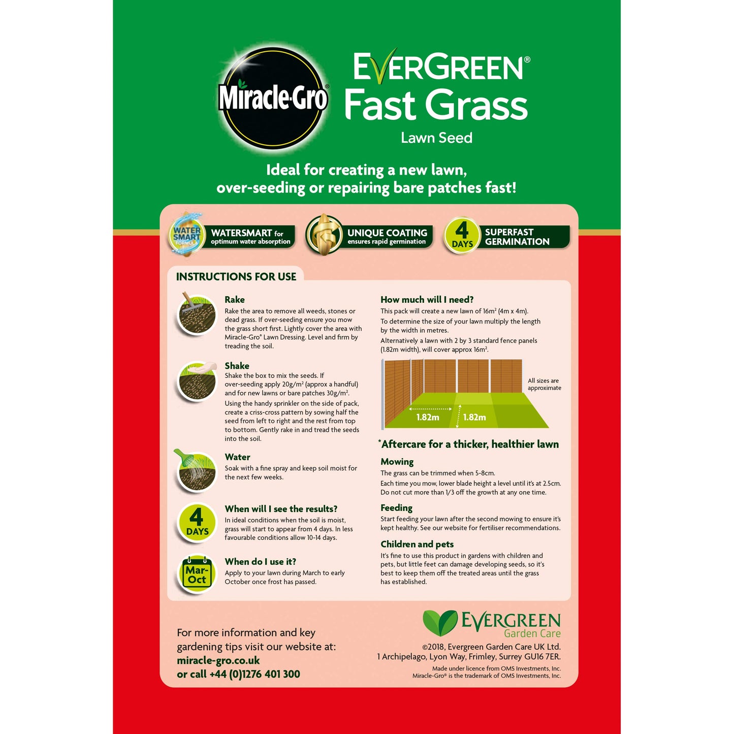 Miracle-Gro EverGreen Fast Grass Lawn Seed 480g