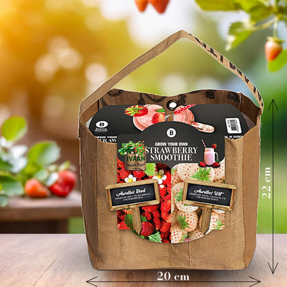 Grow Your Own Strawberry Growing Kit White & Red Seeds + Soil & Grow Bag