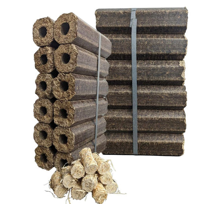 Topline Energy Heat Logs - Ultra Dry Compressed Wood Fuel with Wood Wool Firelighters. Great for Burners, Open Fires and Multi-Fuel Stoves. Planet-Friendly Briquettes Pack of 24