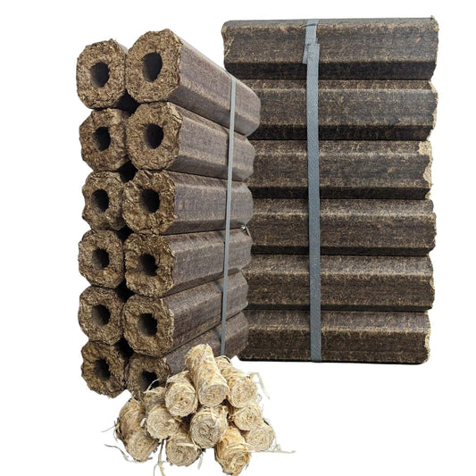 Topline Energy Heat Logs - Ultra Dry Compressed Wood Fuel with Wood Wool Firelighters. Great for Burners, Open Fires and Multi-Fuel Stoves. Planet-Friendly Briquettes Pack of 24