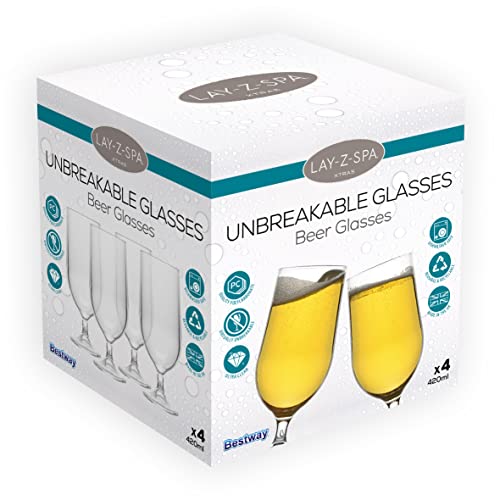 Lay-Z-Spa Premium Plastic Beer Glasses 420ml Set of 4