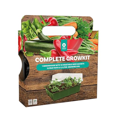 Vegetable Complete Growkit for Gardening Gifts - Grow Your Own Kits of 12 Vegetable Seeds, Greenhouse Accessories - Peat Pots & Soil for Garden Gifts