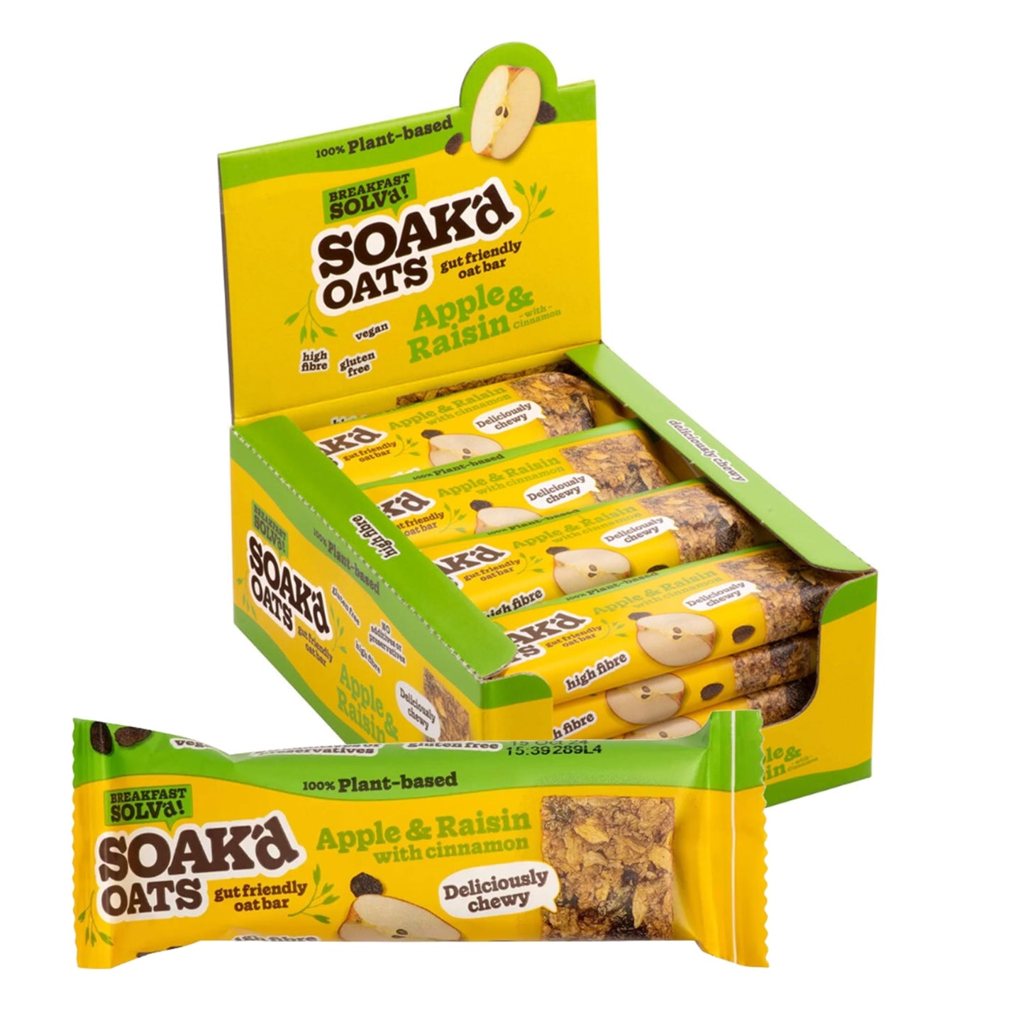 SOAK'd OATS Healthy Breakfast Bars - Box of 16 x 42g Gluten Free Baked Flapjack Healthy Snacks