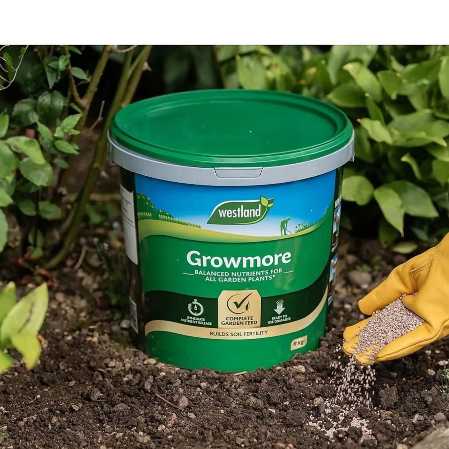 TOPLINE Universal Growmore Fertiliser Granules - 8kg Multipurpose Plant Food for All Garden Plants. Outdoor Plants Feed Fertilizer with Topline Card.