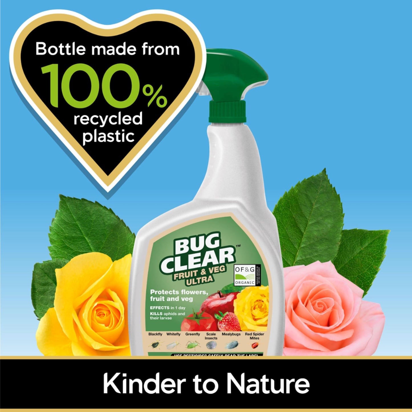 Tomato Plant Food Growing Fertilizer - Bundle of 2 x 1.2L Tomato Feed Concentrated Liquid Enriched Seaweed Fertiliser & 800ml Bug Clear Controller for Fruit and Vegetable Plants with Topline Card
