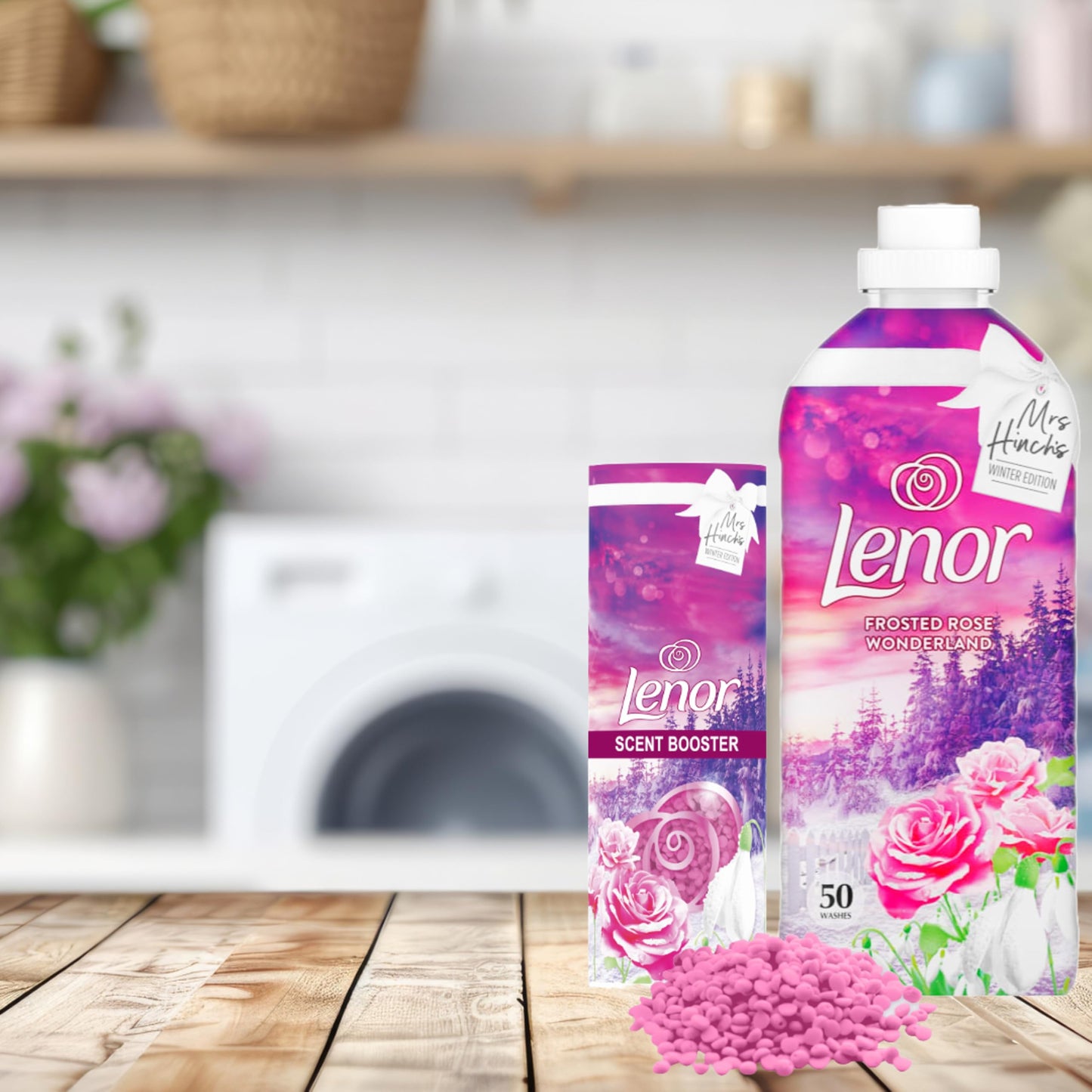 Laundry Fabric Softener Scent Booster - Mrs Hinch Bundle of Frosted Rose Fabric Conditioner 1650ml & 176g Scent Booster Laundry Beads. Laundry Detergent Bulk Buy with Topline Card