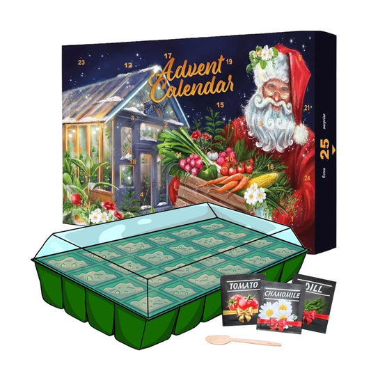 Seeds Advent Calendar 2024 for Garden Gifts - 24 Days Christmas Countdown Advent Calendar with Flower, Vegetable, Herbs Seeds & Greenhouse Grow Kit Birthday Gifts.