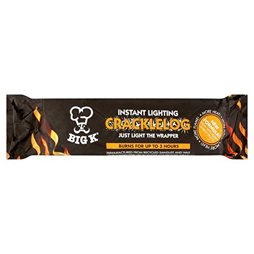 BIG-K Instant Light Crackle Fire Logs Burns for Up to 3 Hours 10 Pack Fire Logs Defra Approved Smoke-Free, Perfect for use in campfires, chimineas, fire pits, wood burners, and open fireplaces