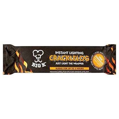 BIG-K Instant Light Crackle Fire Logs Burns for Up to 3 Hours 10 Pack Fire Logs Defra Approved Smoke-Free, Perfect for use in campfires, chimineas, fire pits, wood burners, and open fireplaces
