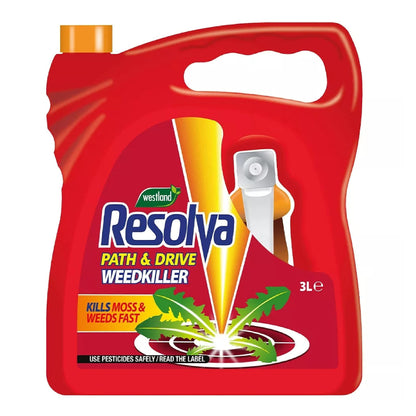 Resolva Weed Killer Sprayer - 3L Resolva Path & Drive 2in1 Weedkiller Ready to Use Garden Sprayer with Topline Card. Dandelion Weed Burner for Driveways, Paths or Patios.