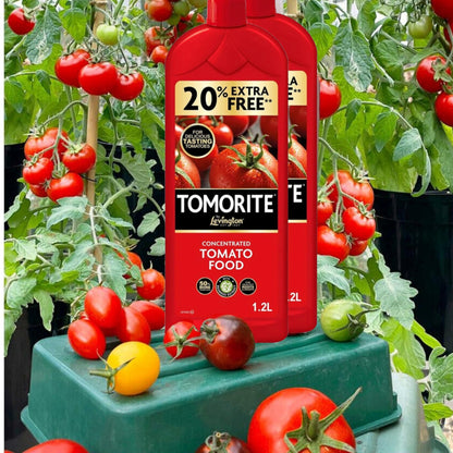 Tomato Plant Food Growing Fertilizer - Bundle of 2 x 1.2L Tomato Feed Concentrated Liquid Enriched Seaweed Fertiliser & 800ml Bug Clear Controller for Fruit and Vegetable Plants with Topline Card