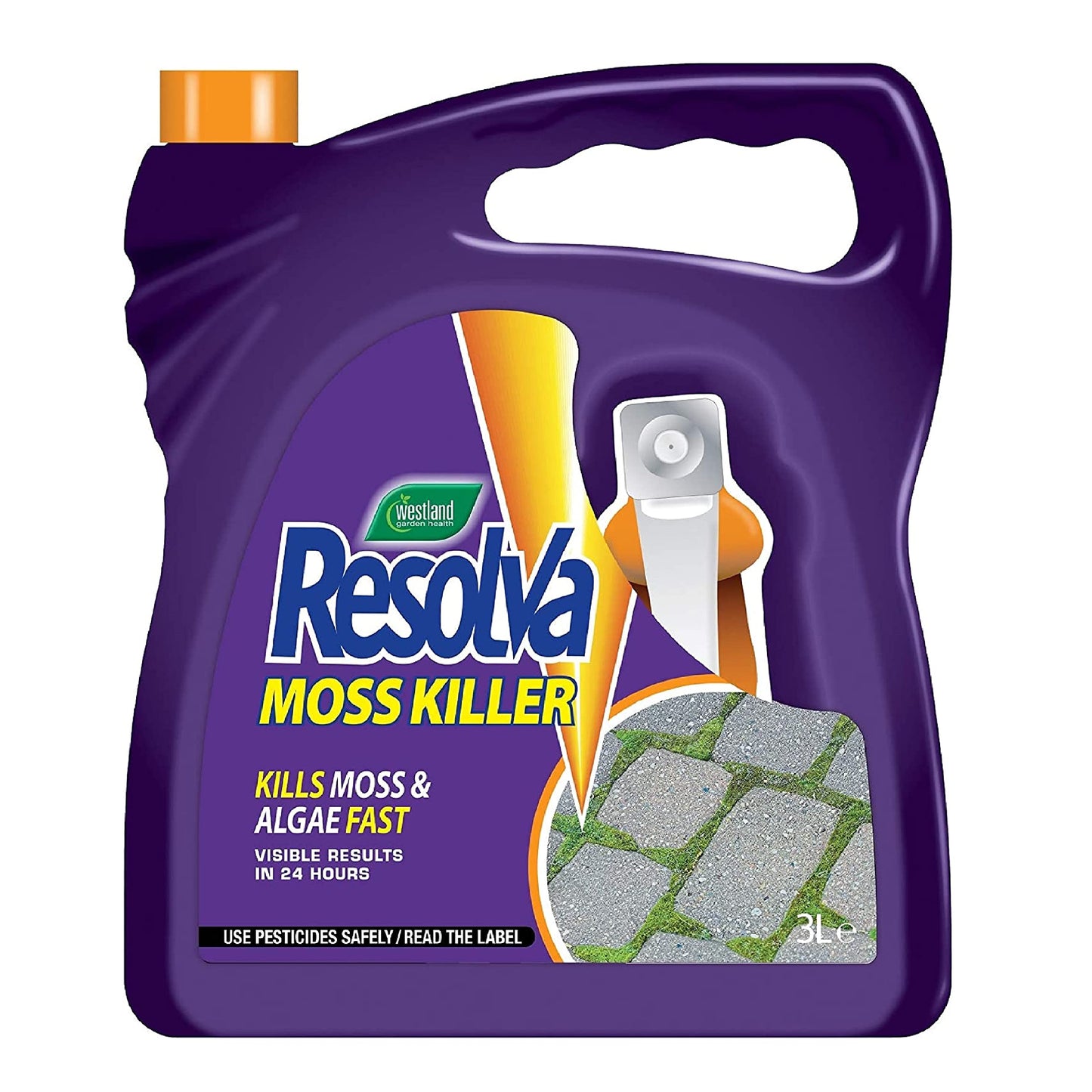TOPLINE Westland Resolva Moss Killer Sprayer - 3L Ready to Use Resolva Moss Killer Spray with Topline Card. Outdoor Garden Moss Remover for Driveways, Paths, Roofs or Patio., Purple