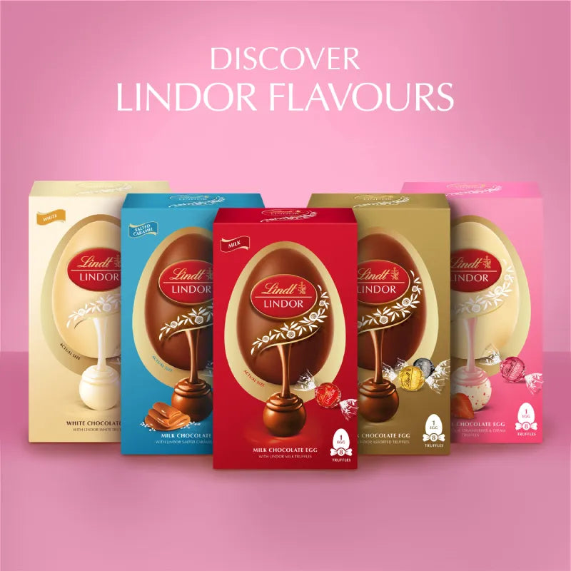 Lindt LINDOR Strawberries & Cream White Chocolate Easter Egg 260g