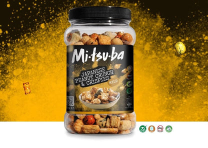 Mitsuba Japanese Rice Snacks Bulk - Assorted Mix of Rice Crackers & Peanuts with Soya Sauce and Seaweed 650g Pub Snacks with Topline Card for Party Food, Movie Nights or Birthdays