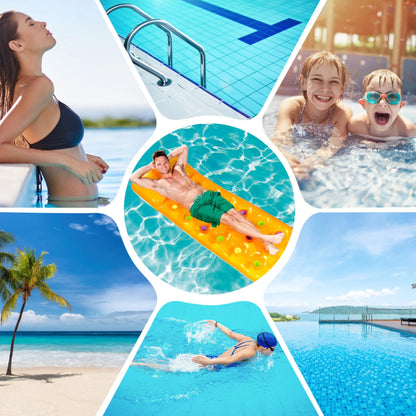 Pool Inflatables Lounger for Swimming Pool - Yellow Floating Mat Inflatable Float Raft Air Bed with a Pillow & Heavy Duty Patch Repair Kit. Sun Lounger with Topline Card. Great for Pool Summer Party