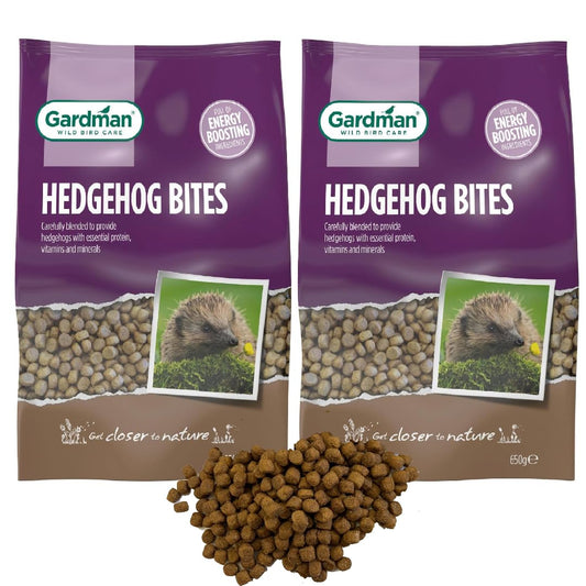 Gardman Hedgehog Food Bites Bundle - Pack of 2 x 650g High Energy Rich Nutritious. Pet Food Suitable for Feeding Station or Ground Feeder, Comes with Topline Card.
